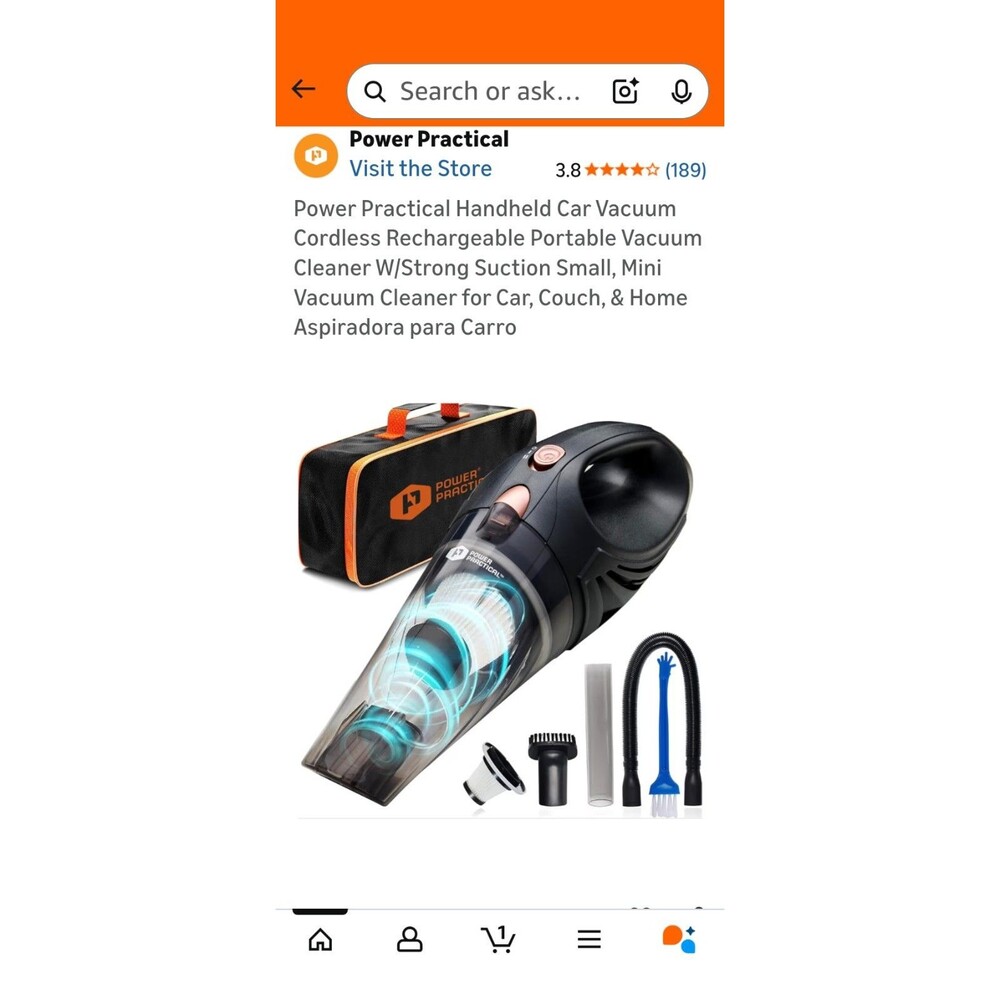 Power Practical Handheld Cordless Car Vacuum Cleaner Strong Suction Black